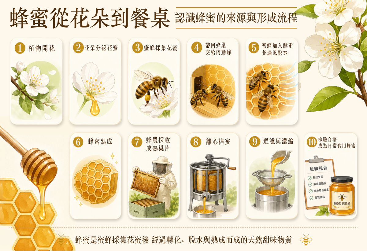 認識蜂蜜的來源與形成流程